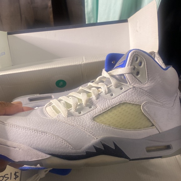 Air Jordan 5 black hyper royal blue preowned Dd0587-140 - Picture 3 of 5